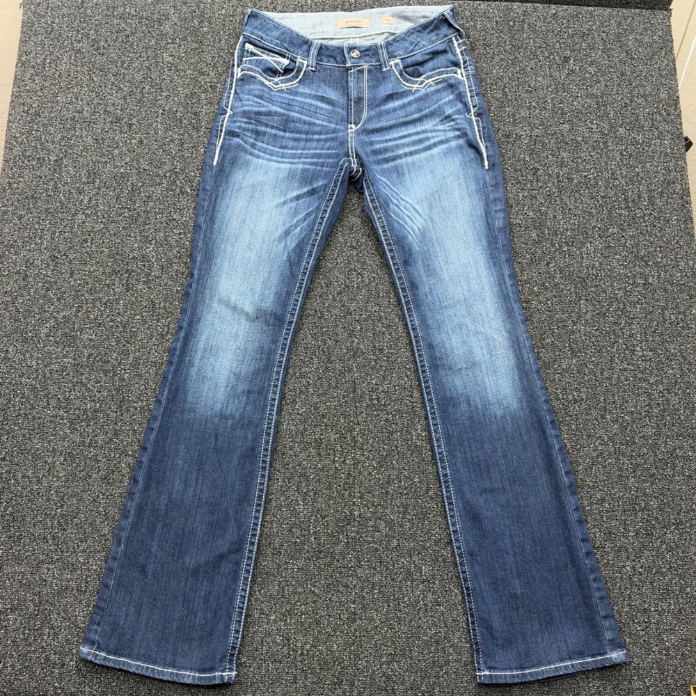 Ariat Entwined Bootcut Jeans Mid Rise 31L Marine Blue western cowgirl guc